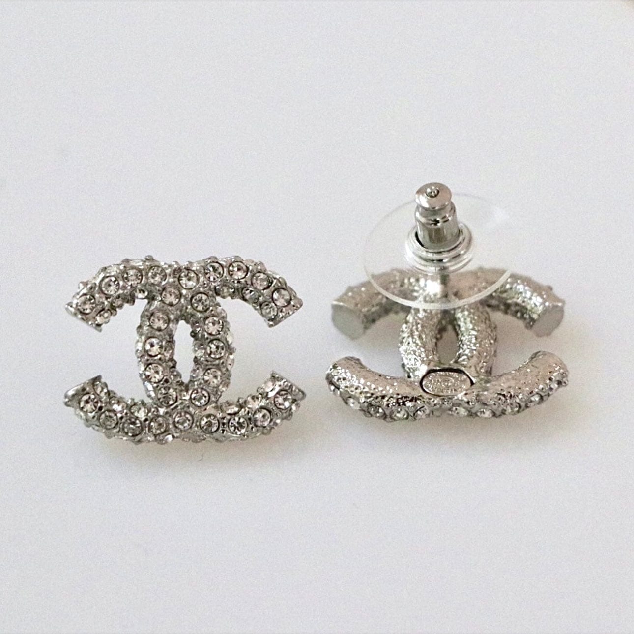 Silver Crystal Pave CC Studs