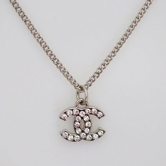 Silver Mini CC Pendant Necklace