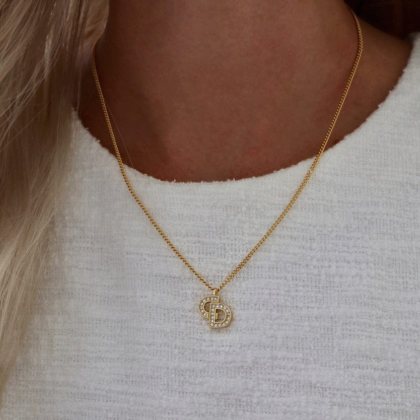Vintage CD Crystal Pendant Necklace