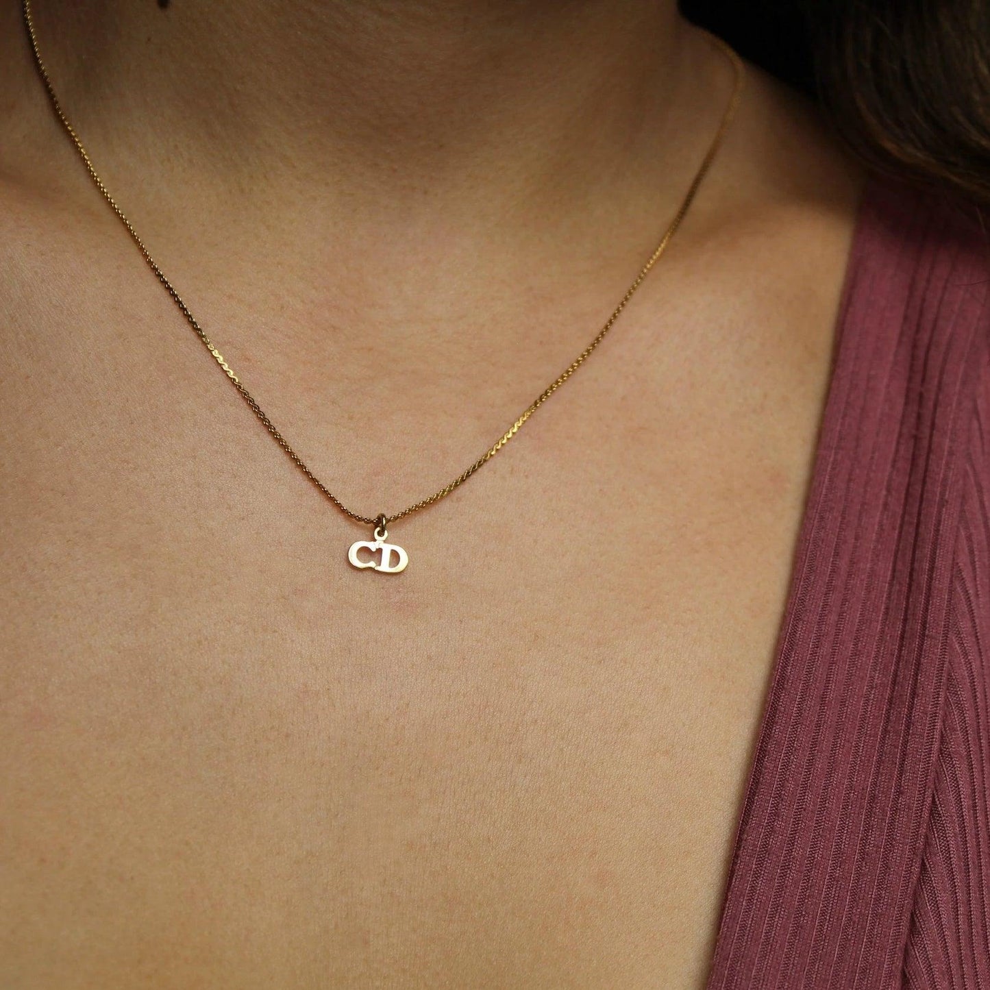 Authentic Dior pendant Tag- Dainty Reworked Necklace