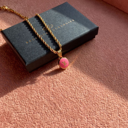 Authentic Louis Vuitton Rose Logo Pendant- Necklace