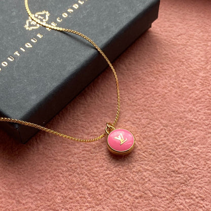 Authentic Louis Vuitton Rose Logo Pendant- Necklace