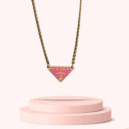 Repurposed Authentic Prada Pink tag - Necklace