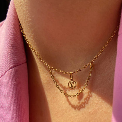 Authentic Louis Vuitton Logo Blooming Pendant- Reworked Choker